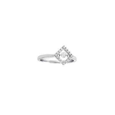 Bague Frojo or blanc entourage diamant carré