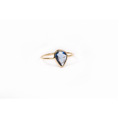 Bague Frojo or jaune centre saphir poire
