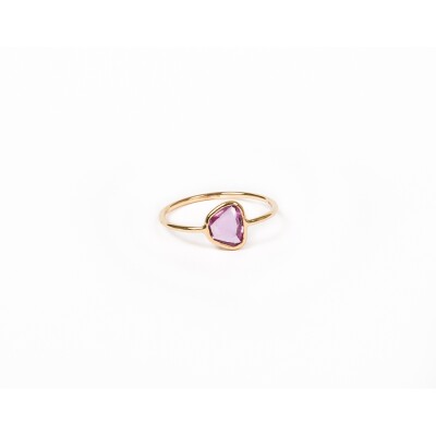 Bague Frojo or jaune centre saphir rose