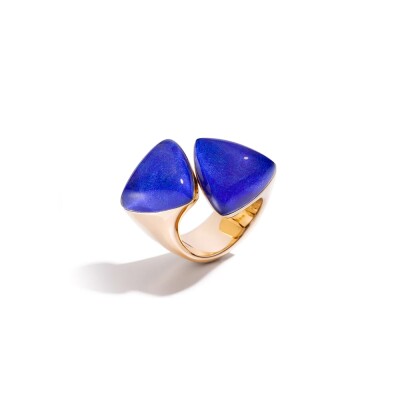Bague Vhernier Freccia en or rose cristal et lapis lazuli
