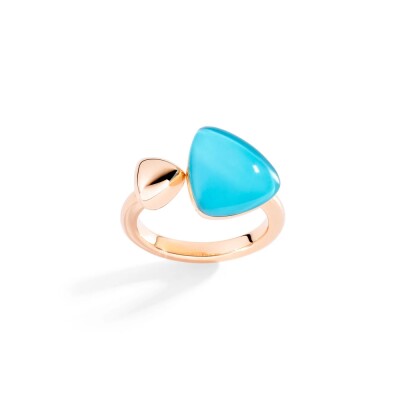 Bague Vhernier Freccia en or rose cristal et turquoise