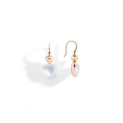 Boucles d'oreilles Vhernier Freccia en or rose cristal et nacre blanche