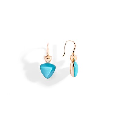 Boucles d'oreilles Vhernier Freccia en or rose cristal et turquoise