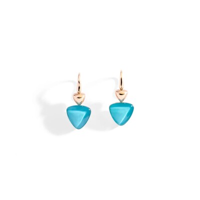 Boucles d'oreilles Vhernier Freccia en or rose cristal et turquoise