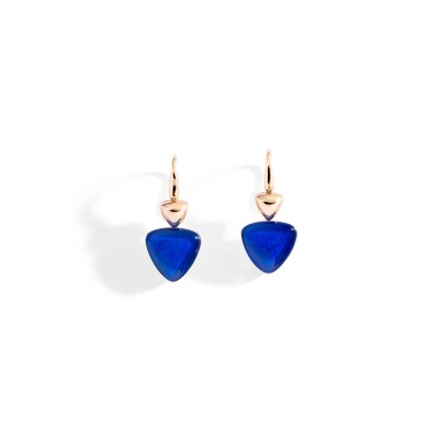 Boucles d'oreilles Vhernier Freccia en or rose cristal et lapis lazuli