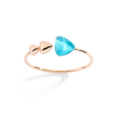 Bracelet Jonc Vhernier Freccia en or rose cristal et turquoise