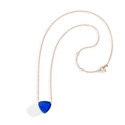 Pendentif Freccia en or rose cristal et lapis lazuli 42cm
