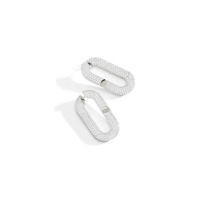 Boucles d'oreille Mon Jeu Maxi or blanc diamats blancs
