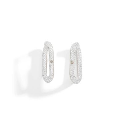 Boucles d'oreille Mon Jeu Maxi or blanc diamats blancs
