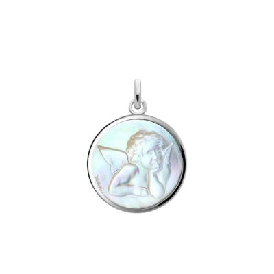 Médaille Arthus Bertrand Ange de Raphaël 19 mm nacre et or blanc
