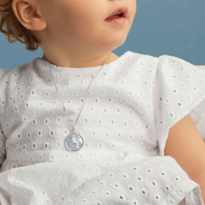 Médaille Arthus Bertrand Ange de Raphaël 19 mm nacre et or blanc