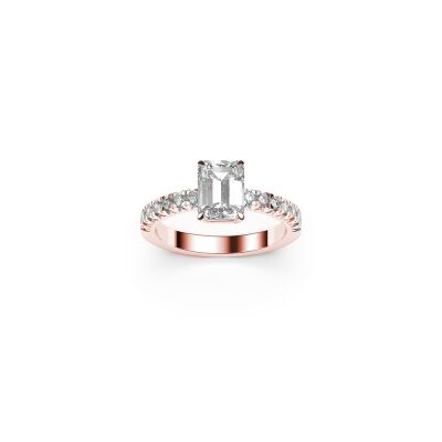 Bague Frojo en or rose centre diamant taille émeraude