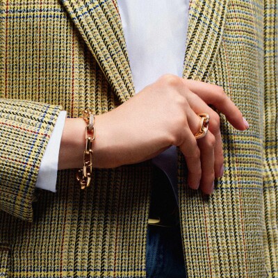 Bracelet Frojo Maglia or rose 1 maillon pavé diamants