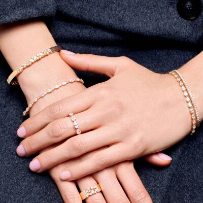 Bracelet Frojo rivière or rose diamants poires