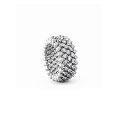 Bague 5 rangs Serafino Consoli Brevetto en or noir pavé au centre de diamants, taille ajustable