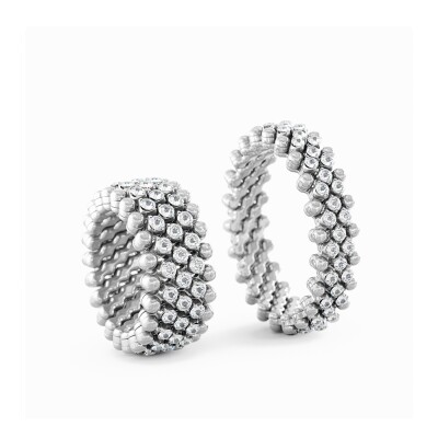 Bague 5 rangs Serafino Consoli Brevetto en or noir pavé au centre de diamants, taille ajustable