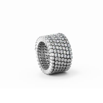 Bague Bracelet 7 rangs Serafino Consoli en or blanc semi pavé de diamants