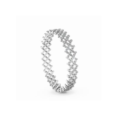 Bague Bracelet 7 rangs Serafino Consoli en or blanc semi pavé de diamants