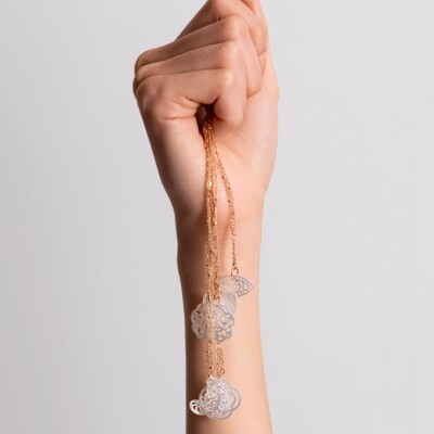 Pendentif Ginette NY CHARMS Dragonfly en nacre blance et or rose