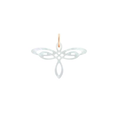 Pendentif Ginette NY CHARMS Dragonfly en nacre blance et or rose