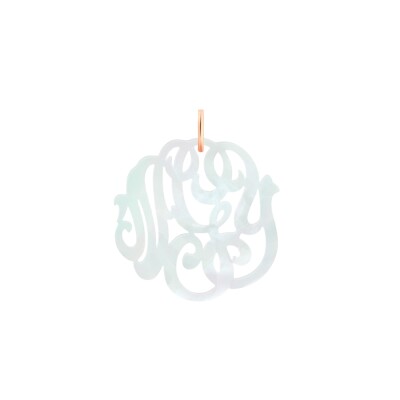Pendentif Ginette NY CHARMS Monogram en nacre blanche et or rose