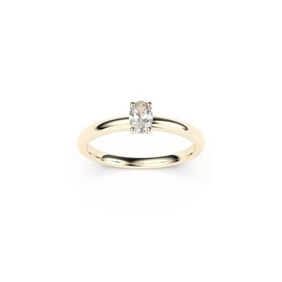 Bague solitaire Frojo en or jaune et diamant ovale