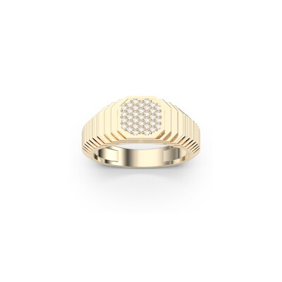 Bague Frojo Chevalière Scala PM en or jaune pavée diamants