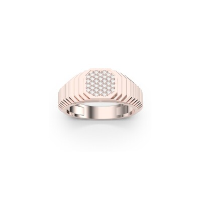 Bague Frojo Chevalière Scala PM en or rose pavée diamants