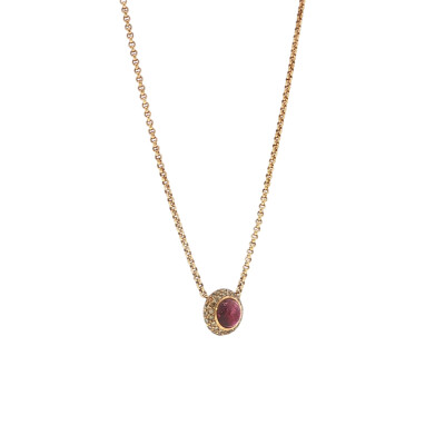 Pendentif Frojo en or rose cabochon tourmaline pavage diamants