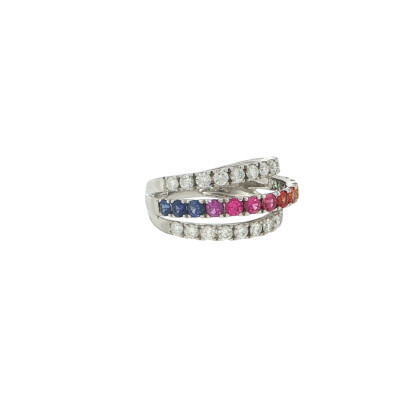 Bague Frojo en or blanc et saphirs arc en ciel