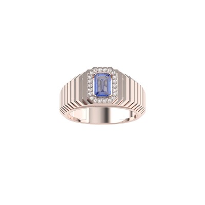 Bague Frojo Scala PM en or rose saphir bleu et diamants
