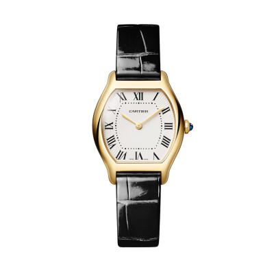 Montre Cartier Tortue Petit modèle, mouvement quartz, or jaune, cuir