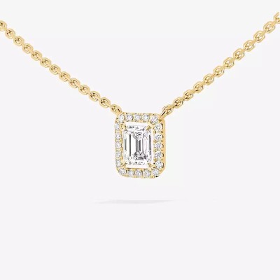 Collier Joy or jaune diamant taille émeraude 0.25ct entourage diamants