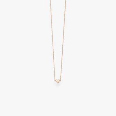 Pendentif Angie mini coeur or rose 3 diamants sur chaîne