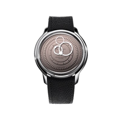 Montre Beaubleu Seconde Française 20.24 Saumon bracelet noir grainé