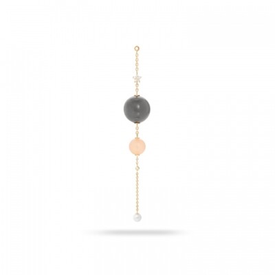 Charm pour boucles d'oreille Ole Lynggaard Shooting Stars en or jaune pierre de lune grise, perle blanche et diamants