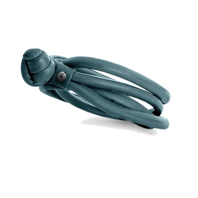 Bracelet Ole Lynggaard sweet drops cuir bleu pétrol large