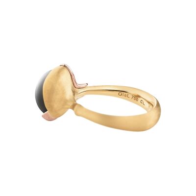Bague Ole Lynggaard Lotus n°2 cabochon pierre de lune grise en or jaune et or rose