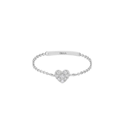 Bague Djula Magic Touch chaîne coeur en or blanc et diamants