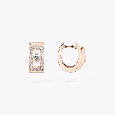 Boucles d'oreilles Messika créoles Move Noa en or rose et diamants