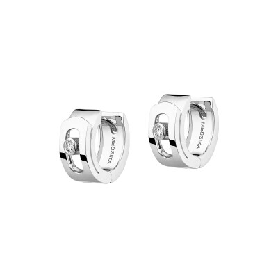 Boucles d'oreille Messika créoles Move Noa or blanc et diamants
