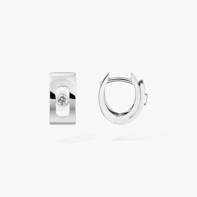 Boucles d'oreille Messika créoles Move Noa or blanc et diamants
