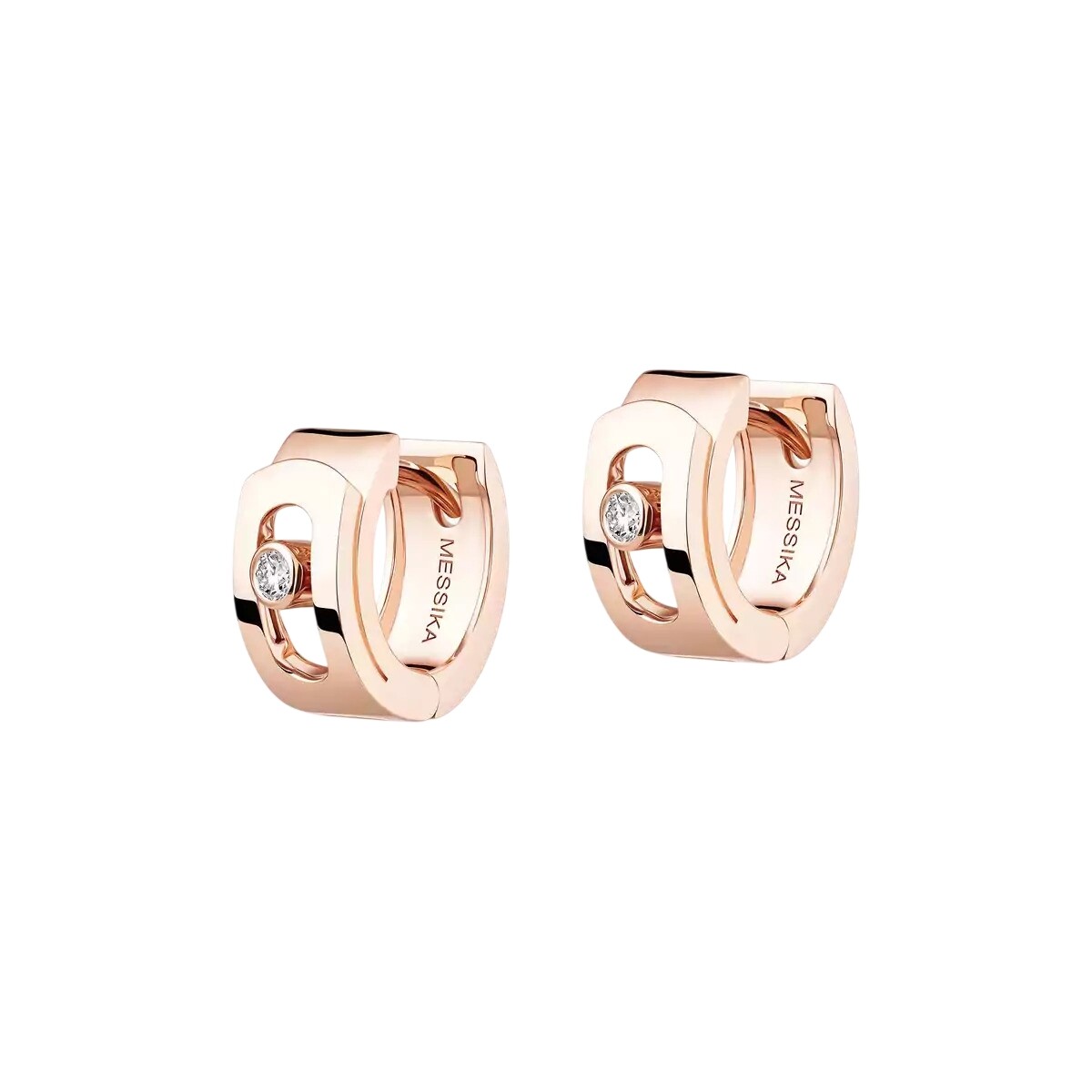 Boucles d'oreilles Messika créoles Move Noa en or rose et diamants