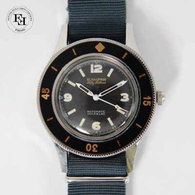 Montre Blancpain Fifty Fathoms Radium cadran noir bracelet nato gris 41mm