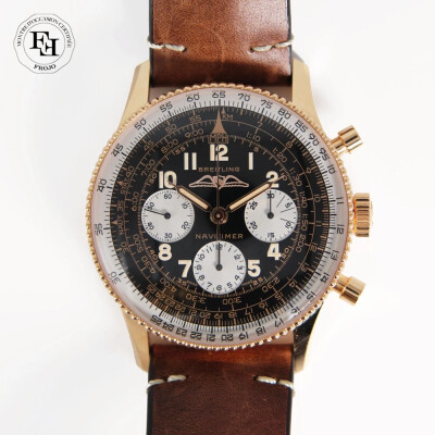 Montre Breitling Navitimer 1959 chronographe Édition Limitée cadran noir bracelet cuir de veau brun 41mm