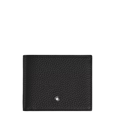 Portefeuille Montblanc 6CC en cuir grainé noir