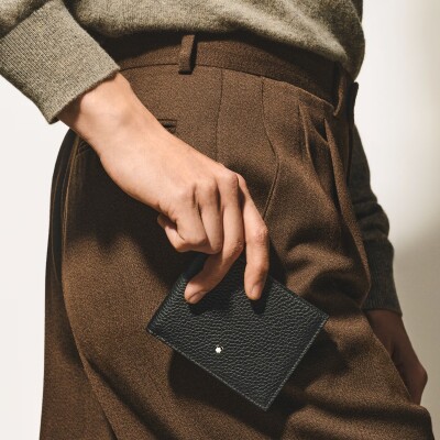 Portefeuille Montblanc 6CC en cuir grainé noir