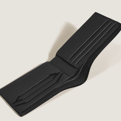 Portefeuille Montblanc 6CC en cuir grainé noir