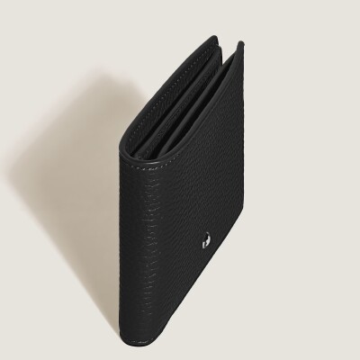 Portefeuille Montblanc 6CC en cuir grainé noir