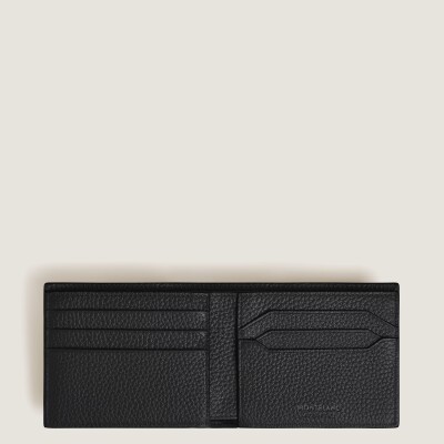 Portefeuille Montblanc 6CC en cuir grainé noir